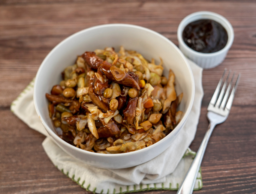 Cerdo crujiente con vegetales