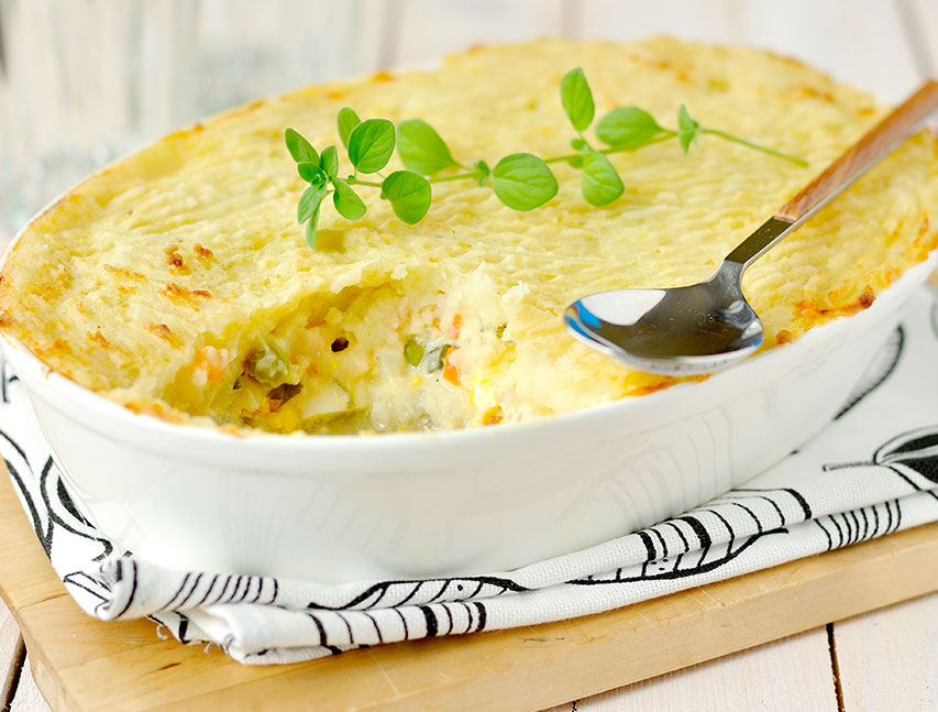 Puré relleno de guisantes con zanahoria