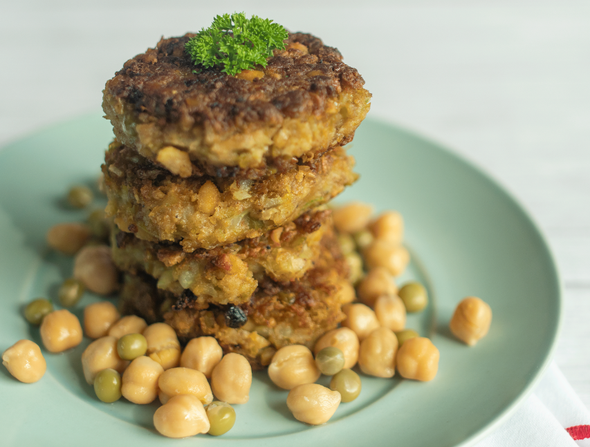 Tortas de garbanzos y guisantes