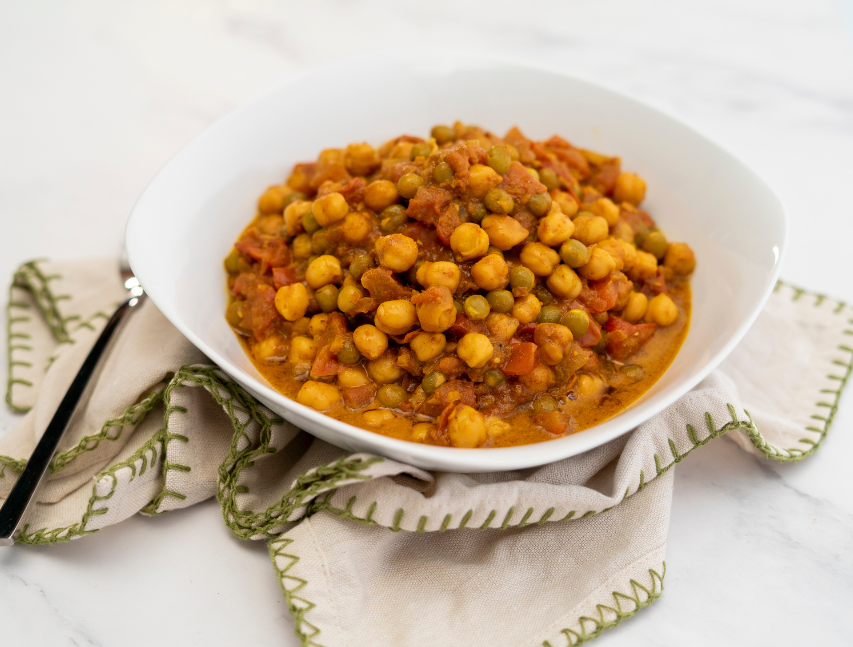 Curry de guisantes y garbanzos