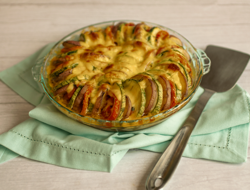 Tian de verduras con hongos
